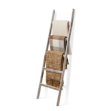 Load image into Gallery viewer, RUSTIC BLANKET LADDER! Bring out your inner designer with our farmhouse blanket ladder! This product is wonderfully versatile. Perfect for displaying throws, quilts, towels, scarfs, and ties! Turn your clutter into the decor! Our blanket ladder adds character to your living room, bathroom, and outdoor spaces! Place plants on our ladder for a cute porch accent! You are buying a sleek, durable and beautiful product to brighten your home!
